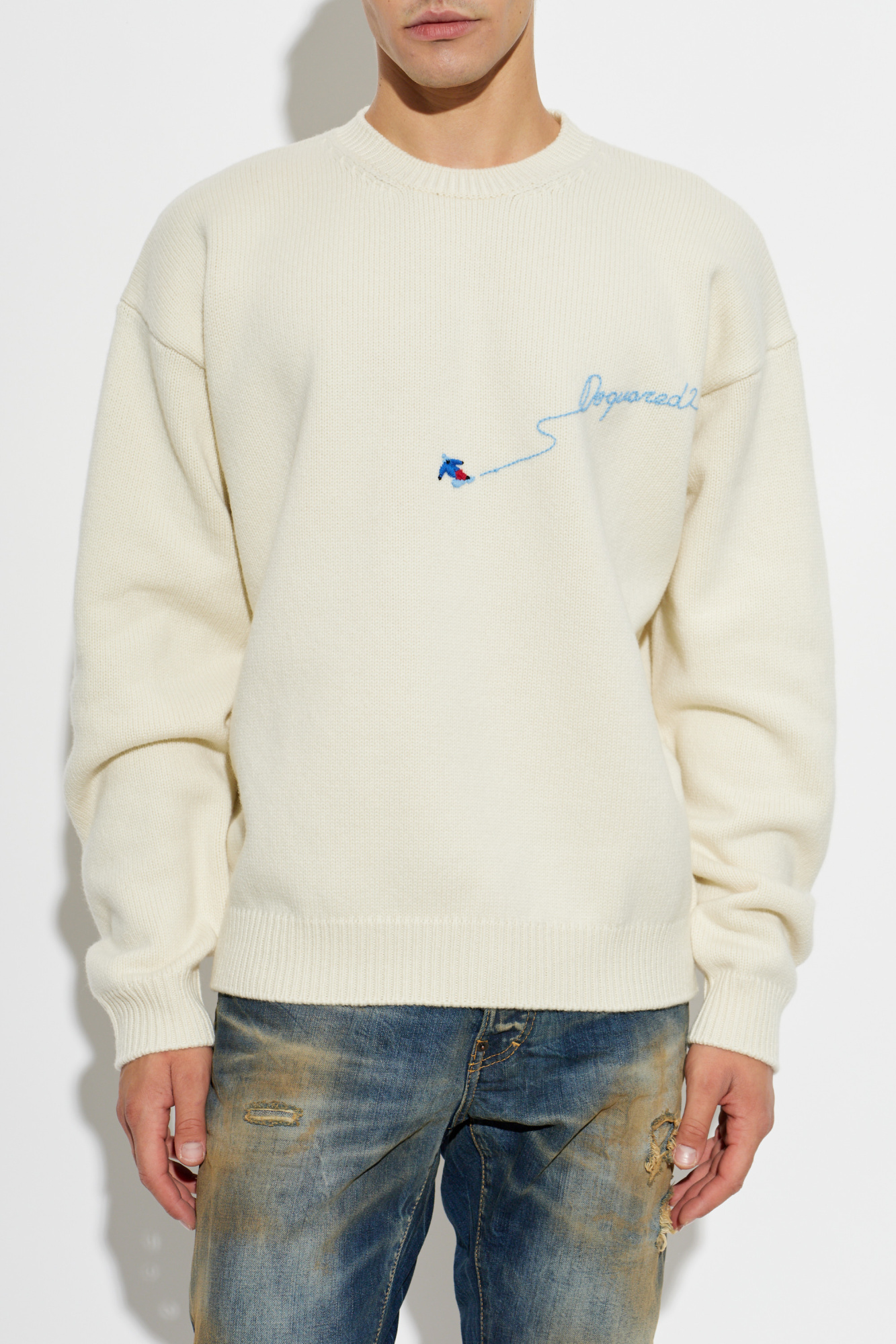 Cream Sweater with embroidered logo Dsquared2 - Vitkac Italy
